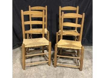 Four Ladder Back, Rush Seat Chairs