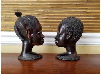 African Hardwood Carved Busts
