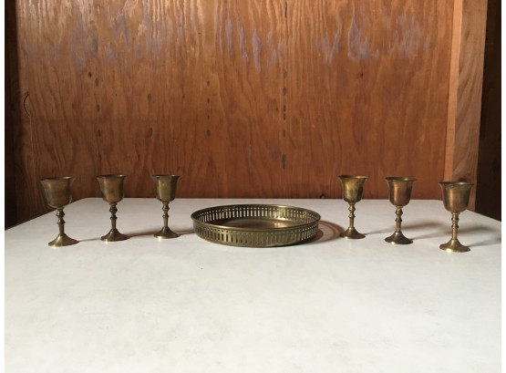 Brass Plate With Candle Votive Holders