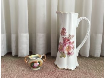 German Porcelain Floral Vase With Small Container