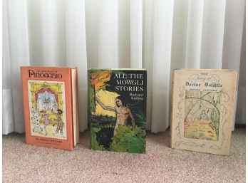 Group Of Vintage Books Including Pinocchio, Doctor Doolittle, And Rudyard Kipling