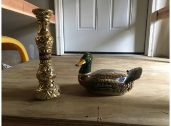 1969 Ballantine's Scotch Whiskey Duck Decanter And Fitzgerald Whiskey Decanter