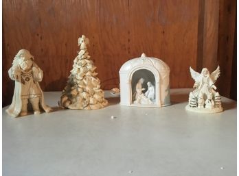 4 Porcelain Christmas Figurines (some Light Up)