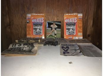 Yankees Memorabilia Of Newspapers And Lou Gehrig Wheaties Box
