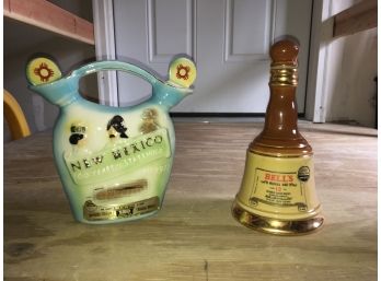2 Vintage Jim Beam Whiskey Decanters- 1969 Bell And 1972 New Mexico Collector's Edition