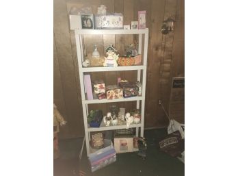 Plastic Shelving Rack With Miscellanous Year Round Decorations