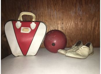 Vintage Bowling Ball With Case And Hyde Bowling Shoes