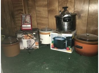 Lot Of Kitchen Appliances Including Pressure Cooker And Hot Dog Cooker