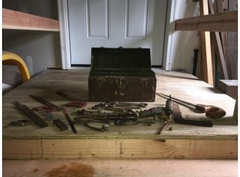 Vintage Toolbox With Lot Of Tools And Hardware