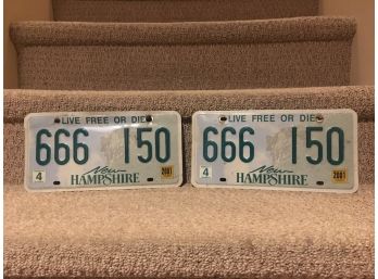 2001 Pair Of New Hampshire License Plates