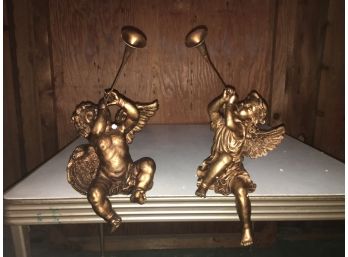 Pair Of Angel Mantle Figurines