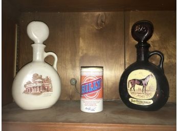 Billy Boy Beer Can With 2 Vintage Whiskey Bottles