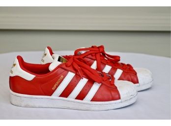 Adidas Super Stars Red And White Sneakers