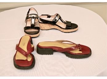 Set Of Two Taryn Rose Patent Leather Sandals