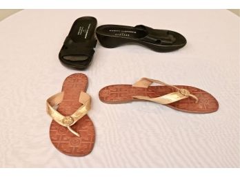 Set Of Two Designer Sandals  - Tory Burch And Robert Clergerie