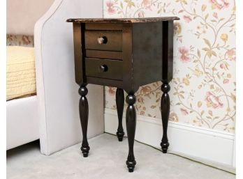 Set Of 2 Espresso Vintage Style Distressed Night Stands