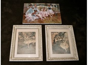 Set Of 3 Framed Renoir Ballerina Prints And Unframed E. Khoveleva