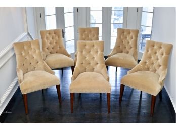 Set Of 6 Restoration Hardware Martine Tufted Dining Chairs