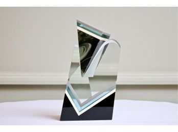 Signed William Carlson Geometric Glass Art Sculpture