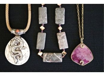 Set Of 3 Gemstone Necklaces