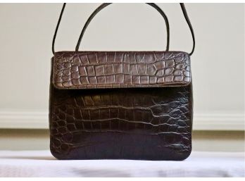Valentino Garavani Merlot Embossed Leather Top Handle Flap Shoulder Bag