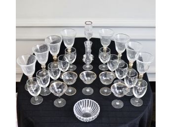 A Marquis By Waterford Bowl Plus Set Of 24 Glassware / Barware
