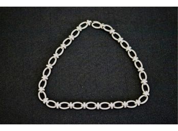 Oval And Cross Link Sterling Silver Necklace