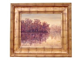Lanny Barnard River Reflection Art Framed In Gold Gilt