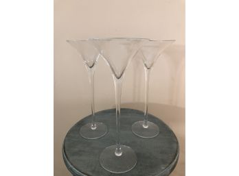 Three Ravenscroft Long Stem Martini Glass