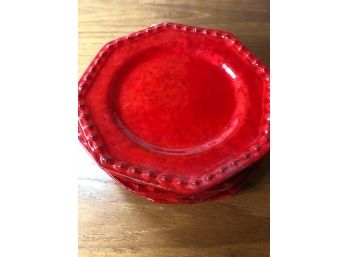 Five Vintage Red Small  Plates By Rosenthal Netter