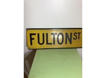 Rare 2-Sided Fulton Ave Metal Sign