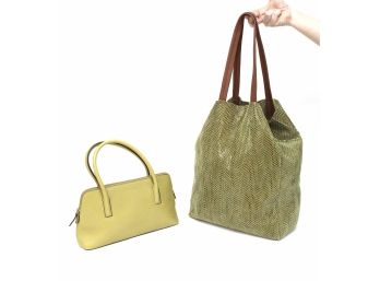 Sorial Snakeskin Green Leather Tote And Kenneth Cole Green Leather Handbag