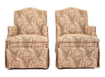 Pair Of Coraggio Textiles Custom Made Arm Chairs - Made In Italy