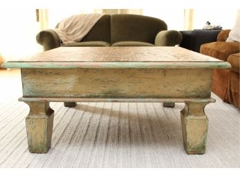 Roberta Schilling Collection Solid Wood Distressed Tile Top Coffee Table