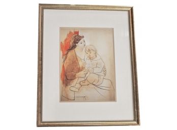 Pablo Picasso Museum Of Modern Art Framed Print - Mother And Child Before A Red Curtain, 1922