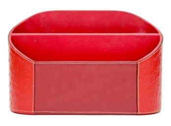 Red Leather Ostrich Desk Mail Holder