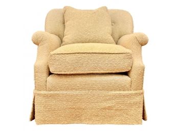 Custom Upholstered Swivel Arm Chair + Extra Fabric