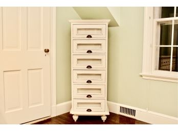 Thousand Island Lingerie Six Drawer Chest With Glass Door Fronts And Brass Shell Hardware