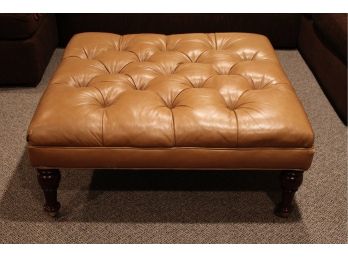 Century Furniture Tufted Leather Ottoman On Casters (RETAIL $2,052)