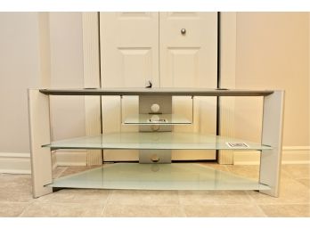 Contemporary TV Stand With Frosted Glass Shelves