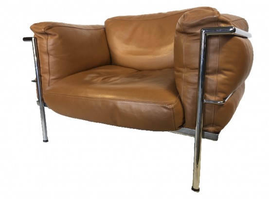 LC3 'Grand Confort' Soft Armchair In Chrome & Leather, Originally $2300