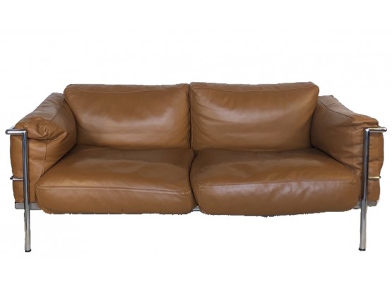 LC3 'Grand Confort' Soft Sofa In Chrome & Leather, Originally $3300