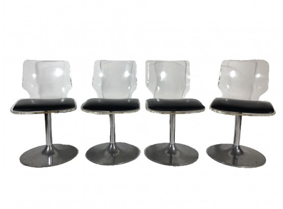 Set Of Four Hill Manufacturing Lucite Chairs On Aluminum Base