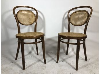 Pair Of Vintage Bentwood Caned Dining Chairs