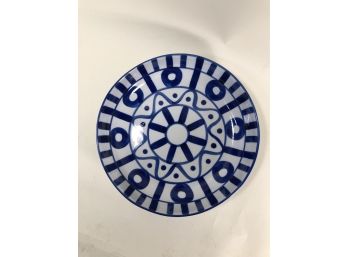 Blue & White Painted Serving Bowl