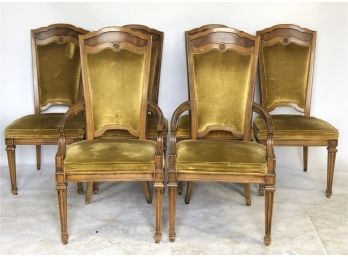 Set Of Six Fully Upholstered Mid Century Dining Chairs