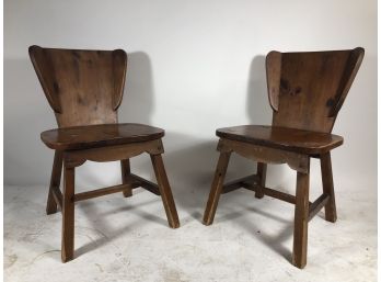 Pair Of Slight-Wing Back Mid Century Chairs