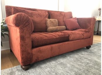 Red Rolled-Arm Sofa