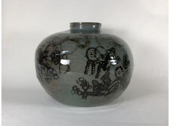 Glazed And Painted Art Pottery Vase