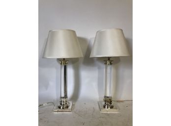 Pair Of Thick Glass Table Lamps
